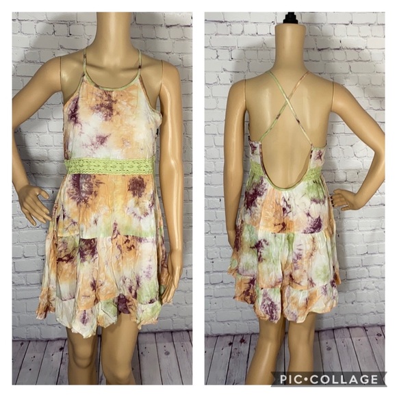 Dresses & Skirts - Tie dye criss cross low cut back dress